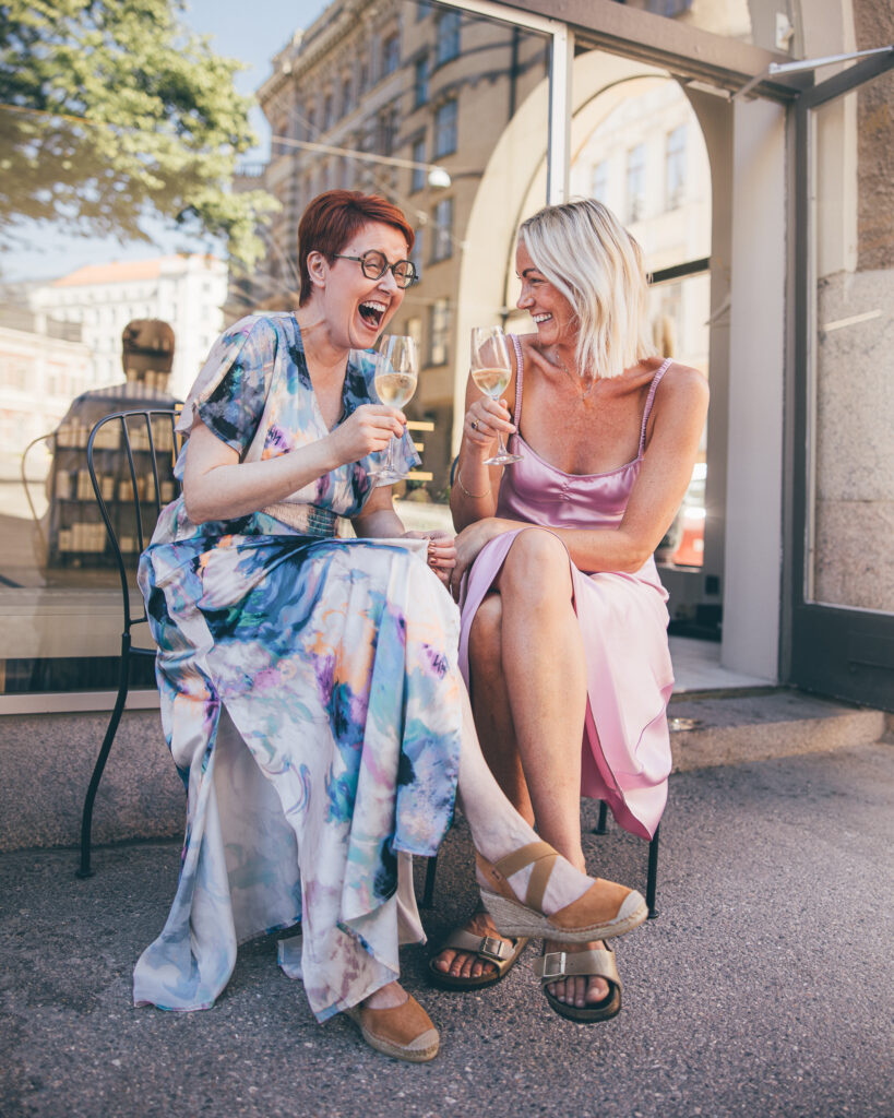 Co-founders Pauliina (on the left) and Noora, moments after opening the space was finalised.